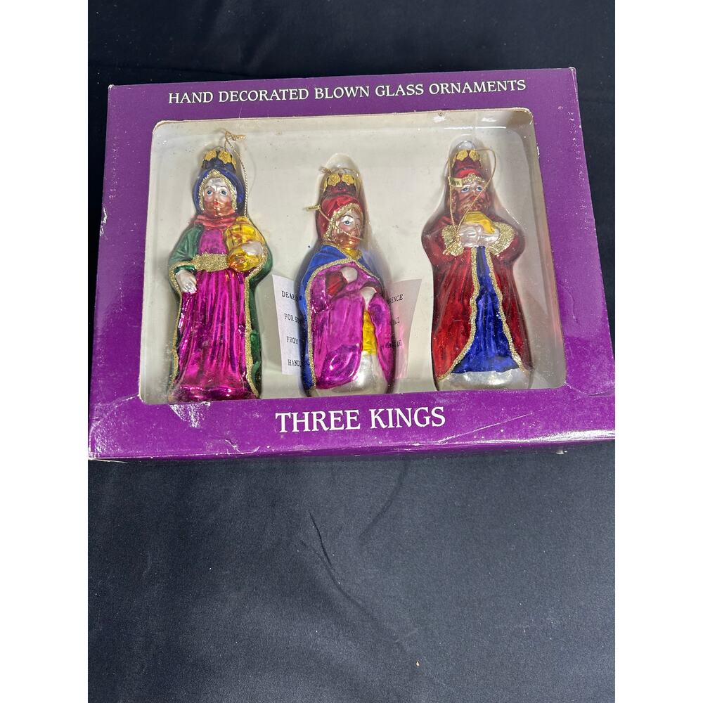 Dicksons Hand Blown Glass Three kings Ornaments In Box